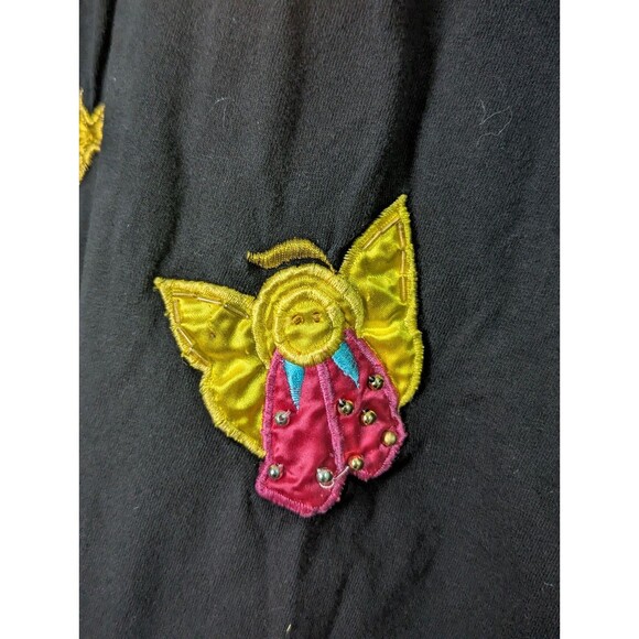 VTG Ugly Christmas Pullover T Shirt Womens 3X Embroidered Beaded Angel Reindeer - Picture 6 of 8